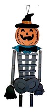 Hanging Johanna Parker Pumpkin Peeps Wood Marionette Style Halloween 32” picture
