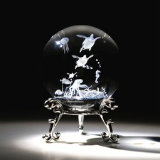 HDCRYSTALGIFTS 3D Laser Engraved Sea Turtle Crystal Ball with Stand 60mm Crystal picture