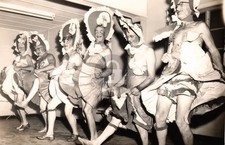 c1950 DRAG SUNBONNET CABARET DANCING MEN CROSS DRESSING RPPC Photo Postcard COPY picture