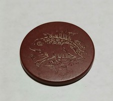 Vintage Red Clay Poker Chip Frog Double Sided  picture