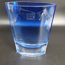 LSA International Vase Cobalt Blue Oval Glass Mouth Blown Made in Poland 8”T 5”W picture