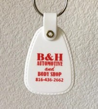 Vintage Keychain B & H AUTOMOTIVE and BODY SHOP Key Fob Ring Kansas City, MO. picture