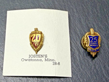 VINTAGE BROTHERHOOD OF RAILROAD TRAINMEN AWARD PINS: 20 YEAR, 25 YEAR P200 picture