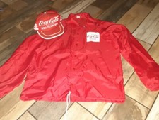 VINTAGE SEIKO COCA COLA THREE STRIPE TRUCKER HAT AND JACKET TUCSON OPEN 1980'S picture