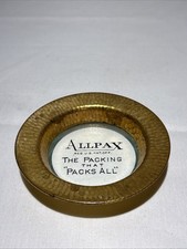 vintage ALLPAX PACKING Glass & tin tip tray ashtray NICE 3 3/8