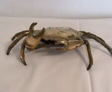 Vintage Soild Brass Crab Trinket Box Hinged Lid Movable Front Claws picture