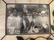 VINTAGE AFRICAN AMERICAN FAMILY PHOTO 5 X 7 Circa 1960’s In Frame Stained Glass picture