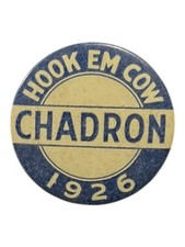 Vintage 1926 Chadron Hook Em Cow Club Pinback Button St. Louis Button Nebraska picture