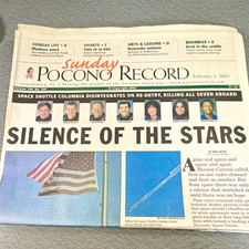 Vintage Lot of 3 Feb 2003 Columbia Space Shuttle Disaster newspapers complete picture