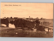 c1908 Indian School River & Bridge Flandreau South Dakota SD Moody Postcard picture