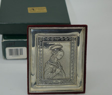Vtg Sacchi Italy Sterling Silver Tile Mother Mary Tabletop  with Box 4 1/2 inch picture