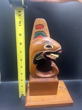 11” Tall Northwest Coast Style Wooden Fish Totem Wooden picture