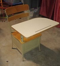 Vintage Irwin Metal & Wood Child's School Desk picture