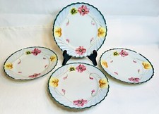 Vintage Tohina E-Oh NIPPON China Porcelain Hand Painted Floral Green Saucers picture
