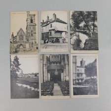 6pc Lot Antique 1919 Clamecy France Sepia Litho Print Postcards picture