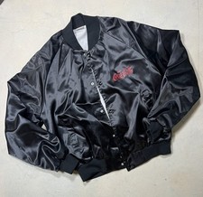 Enjoy Coca Cola Black Satin Bomber Jacket Men L USA AUBURN Sportswear picture