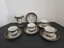 Set 3+ Vtg Dragon Ware Black Moriage Fairy Tea Cup,Saucer, Chalise Nippon Japan picture