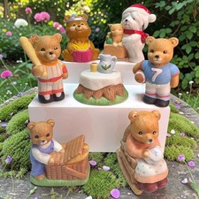 Vintage HOMCO Porcelain Teddy Bear Figurine Lot 1408 1462 1470 Sports Christmas picture