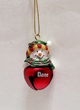 Elaine Personalized Snowman Jingle Bell Christmas Ornament picture