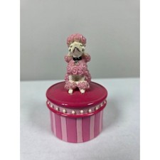 Vintage Style Pink Poodle Jewelry Trinket Box Giftcraft Dog Figurine Keepsake picture