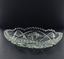 Antique  APB Cut Glass Crystal Oblong Bowl Saw Tooth Edge picture