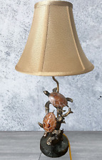 VTG Bronzed Sculpted Resin Metal Swimming Sea Turtles Table Desk Lamp Light 24