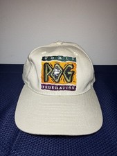 Vintage POG World Pog Federation Cap Hat Snapback Beige 90s Advertising Promo picture