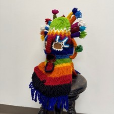 Vintage Ecuadorian Traditional Aya Huma Wool Mask picture