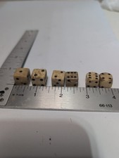 Set of 6 Antique BONE DICE - Civil war era. RARE. 1800s Camp Find  picture