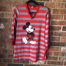 Vintage 70’s Radcliffe Lingerie Mickey Mouse Horizontal Striped Sleeping Shirt S picture
