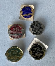 5 Vintage Chicago Auto Show Exhibitor Badges Buttons 1965 1977 1980 1993 1995 picture