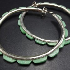 FEDERICO JIMENEZ Sterling 925 GREEN TURQUOISE OUTSIDE INLAY 2.25