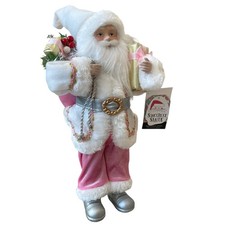 Christmas Pink White SINCERELY SANTA Claus Doll Figurine Tabletop Decor 13