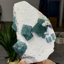260G Natural Crystal rare transparent blue cubic fluorite sample picture