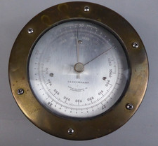 Vintage Airflo US Government Marine Aneroid Barometer Brass Bezel 6