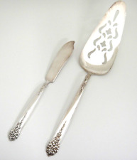 Vintage King Edward Moss Rose Slotted Pie Server & Butter Knife Silverplate 1949 picture