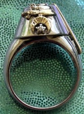 VINTAGE SHRINERS TEMPLE STERLING SILVER & 14K GOLD 925 MASONIC SIGNET RING picture