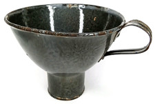 Enamelware Funnel Speckled Gray Metal Made In USA Antique 1920s picture