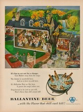 1953 Beer Ballantine Brewery Vintage Print Ad 50s House Home Party Iced Chilled picture