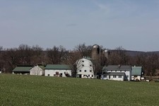 Photo:Honey Brook Township PA Amish Farmstead 1900s Barns Silos picture