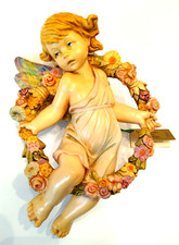 Vtg 1989 Fontanini Simonetti Italy Cherub Angel Flower Wreath Signed New W Tag picture