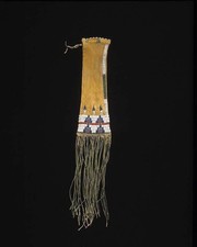 Indian Beaded Suede Leather tobacco Native Beaded pouch, hide tobacco pipe bag picture