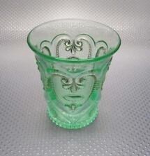 Dugan Glass Co Vaseline Jeweled Heart or Victor Tumbler Apple Green/Gold c 1904 picture
