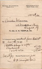 Dr AH Temple Dr 1931 Jefferson St Passaic NJ Antique Letterhead Billhead TB7 picture