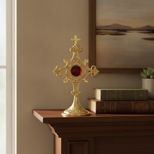 Sudbury Brass Floury Design Reliquary Catholic Church Supplies, 9 1/2 Inches picture
