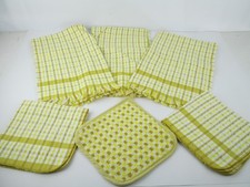 6 Piece Cannon Vintage Kitchen Towel Set Gold Brown Check 70’s Hot Pad NWOT picture