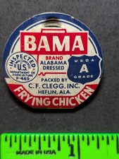 Vintage BAMA Frying Chicken Heflin Alabama Pinback Pin picture
