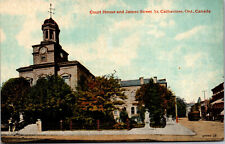 Vtg Court House and James Street St Catharines Ontario Canada Postcard picture