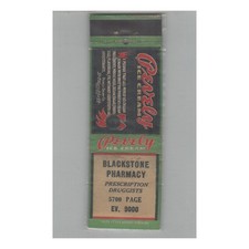 1920s-1930s Matchbook Cover Peredly Ice Cream Blackstone Pharmacy picture