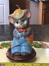VINTAGE 1981 Jasco Wax CANDLE Country Mouse Lively Light Ups Hand Painted 5.5” picture